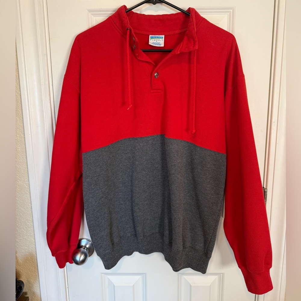 Cheetah Mervyn’s Colorblock Red and Gray Men's Sweatshirt